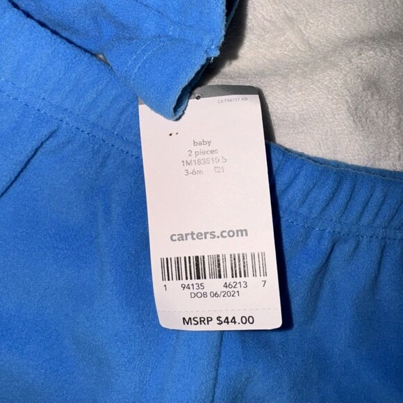 Carters 3-6 Month Blue Shark Padded 2 Piece Zip Up Fleece Halloween Costume - Picture 4 of 8